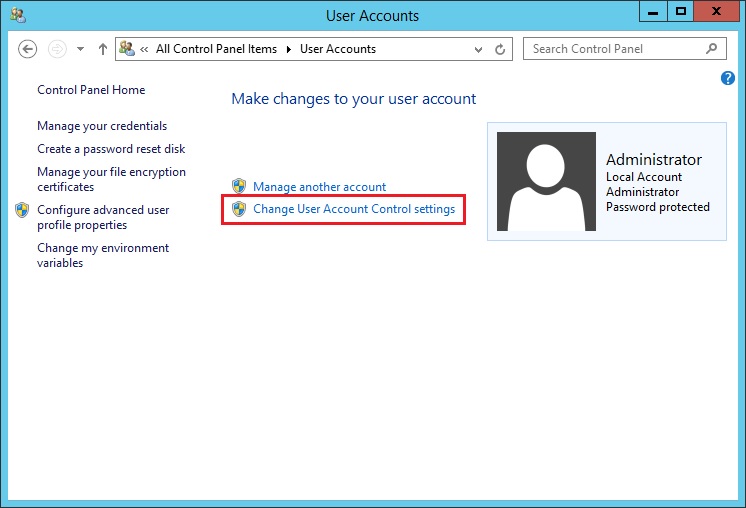 uac را در پایین ترین سطح خود قرار دهید