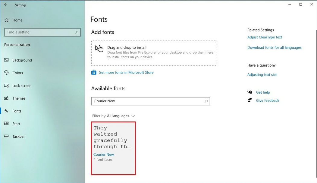 نحوه تعویض فونت پیشفرض ویندوز 10