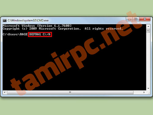 آنالیز درایو قبل از Defragment توسط دستور مربوطه درایو را آنالیز کنید