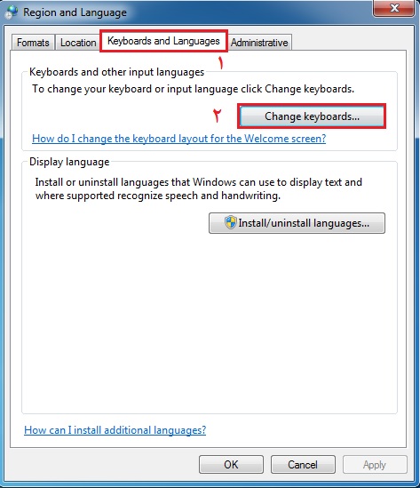 برای اضافه کردن زبان فارسی به کنترل پنل مراجعه کنید