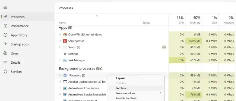 برنامههای پسزمینه