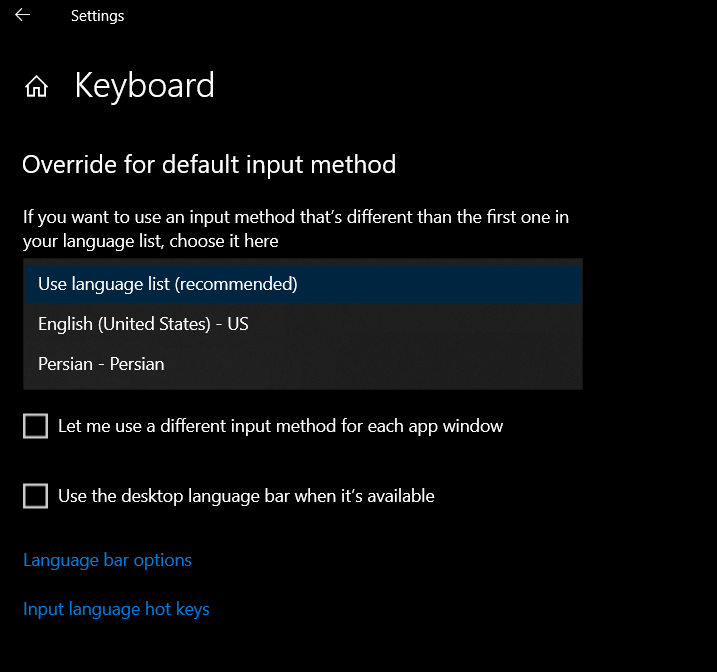 فعال سازی زبان فارسی در ویندوز 10